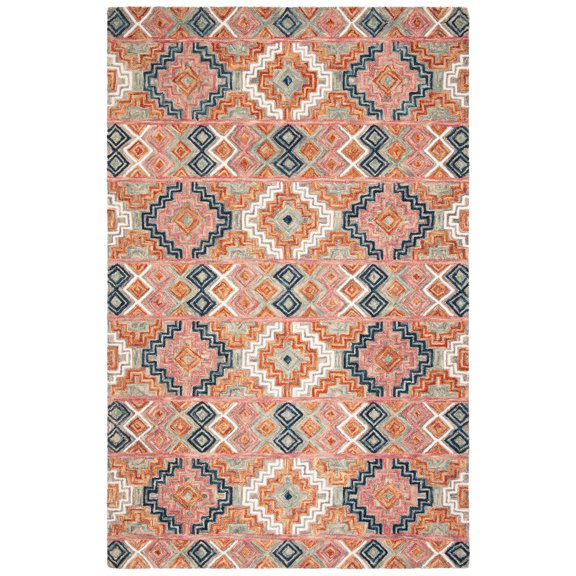 SAFAVIEH Aspen Dulcibella Geometric Wool Area Rug, Orange/Fuchsia, 8' x 10'