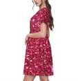 thumbnail image 2 of Naloa Pink Glitter Print Womens Summer A-Line Dress with Pockets,Short Sleeve Dresses,Flowy Beach Swing Dress for Vacation Travel, 2 of 6