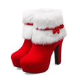 thumbnail image 1 of Bottes d'Hiver pour Femmes Bottines de Noël Talons Hauts Chaussures pour Dames Bottes Courtes Chaudes Rouges Noires Grande Taille 35-43, 1 of 2
