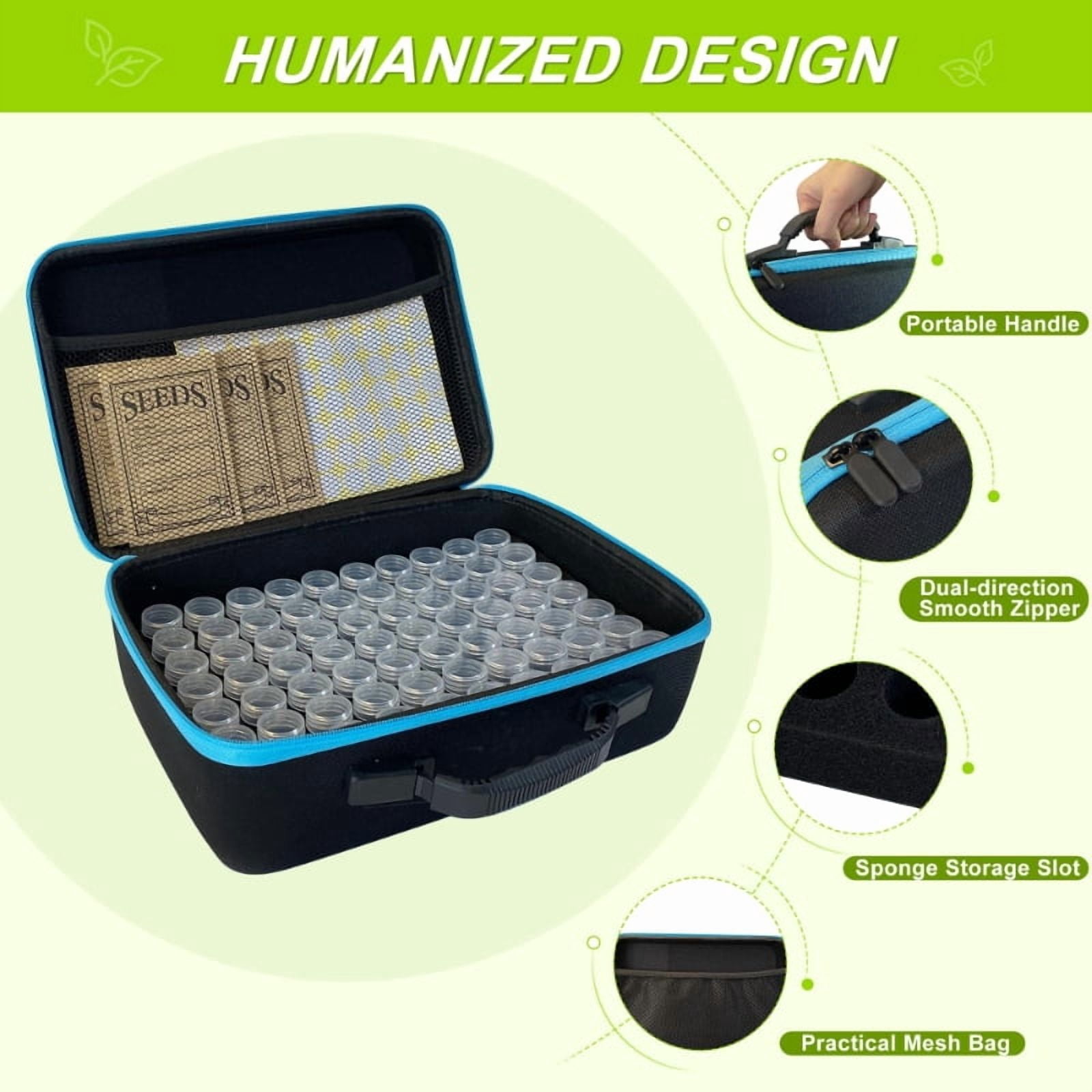 140-Slots Seed Storage Box with 20 Seed Envelopes, Portable Zipper Bag & Complete Accessories Including Labels, Tweezers and Funnel – Seed Organizer for  Vegetables and Flowers. Seeds not included.