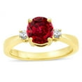 thumbnail image 2 of Star K � 3 Three Stone Round Created Ruby Classic Engagement Promise Ring, 2 of 9