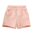thumbnail image 4 of Gerichy Toddler Kids Baby Girl Solid Cotton Pullover Short Sleeve Sweatshirt T Shirt Crewneck Tops Shorts Set Spring Summer Solid Color Sports Two Piece Set, 4 of 5