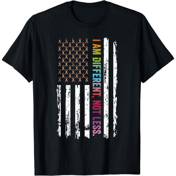 I Am Different Not Less USA Flag Autism Autistic Boys Girls T-Shirt