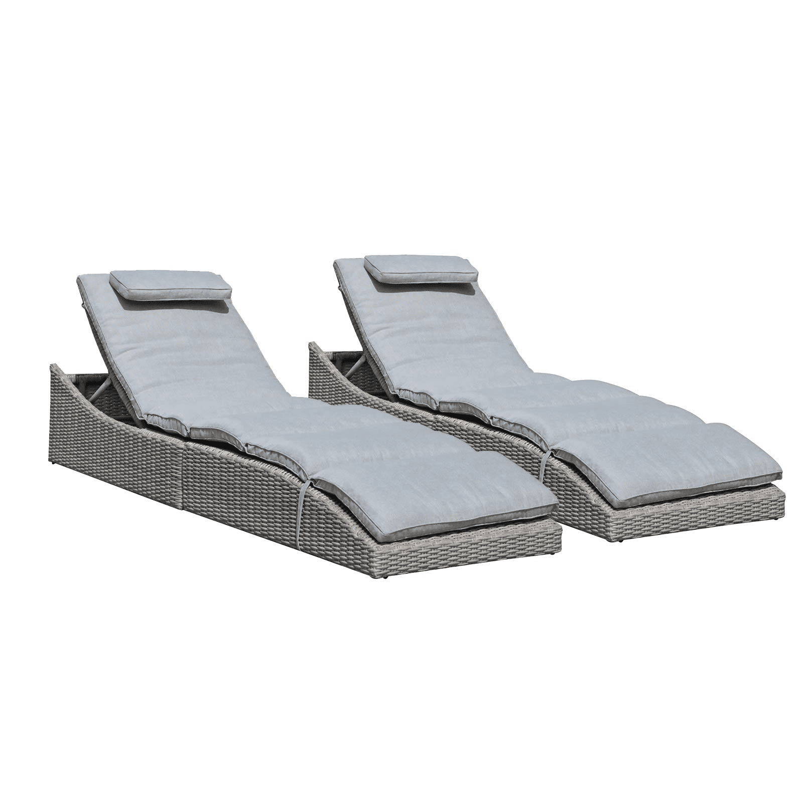 Gray DOIT Outdoor Patio Lounge Chairs Set of 2,Patio Reclining Adjustable Chaise Lounge,Lounge Chairs for Pool Area,Foldable Lounge Chairs Outdoor 