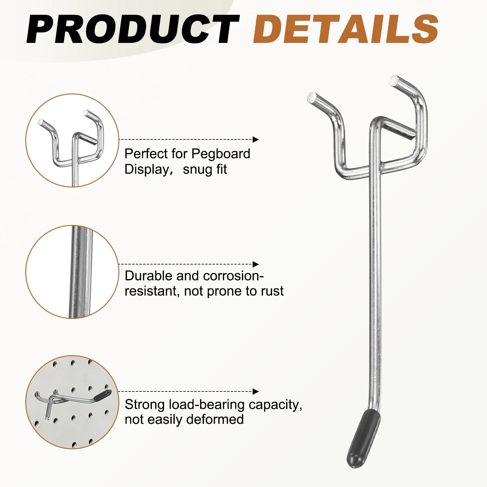 Uxcell 20Pcs Pegboard Hooks, 3.9 in L Shape Pegboard Wall Hook Fit 1" Hole Pegboard 4mm Thick for Wall Organizing