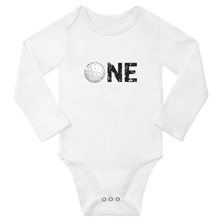 

One Year Old 1st Birthday Golf Funny Baby Long Sleeve Bodysuits Boy Girl Unisex (White 6M)