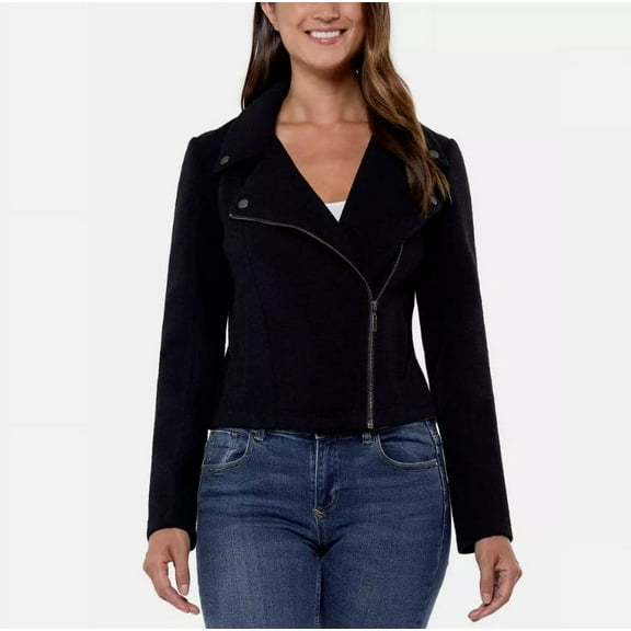 Matty M Ladies' Size XS (0-2) Knit Moto Jacket, Black