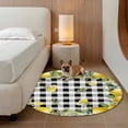 thumbnail image 3 of Round Area Rug 8ft,Rustic Lemon Leaf Flower Washable Carpet Non-Slip Runner Accent Rugs Indoor Floor Mat for Bedroom Living Room Decor,Summer Fruit on Buffalo Plaid, 3 of 9