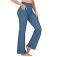 thumbnail image 2 of Women's Solid Color Stretch Denim-Like Leggings with Four Pockets for Fitness and Casual Wear, 2 of 9