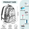 thumbnail image 5 of Black and White Mushroom Backpack for School,Cute School Bag,Schoolbag with Adjustable Shoulder Straps & Padded Back,16.9 Inch, 5 of 5
