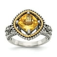 thumbnail image 1 of 14K Two-Tone Gold Ring Band Gemstone Yellow Citrine Cushion, 1 of 6