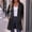 Black, variant on Women's Solid Color Hooded Full Zip Mid-Length Jacket Long Sleeve Outerwear Dual Side Pockets Soft Lining Multi Neutral Hues for Weekend Strolls City Errands White XXL