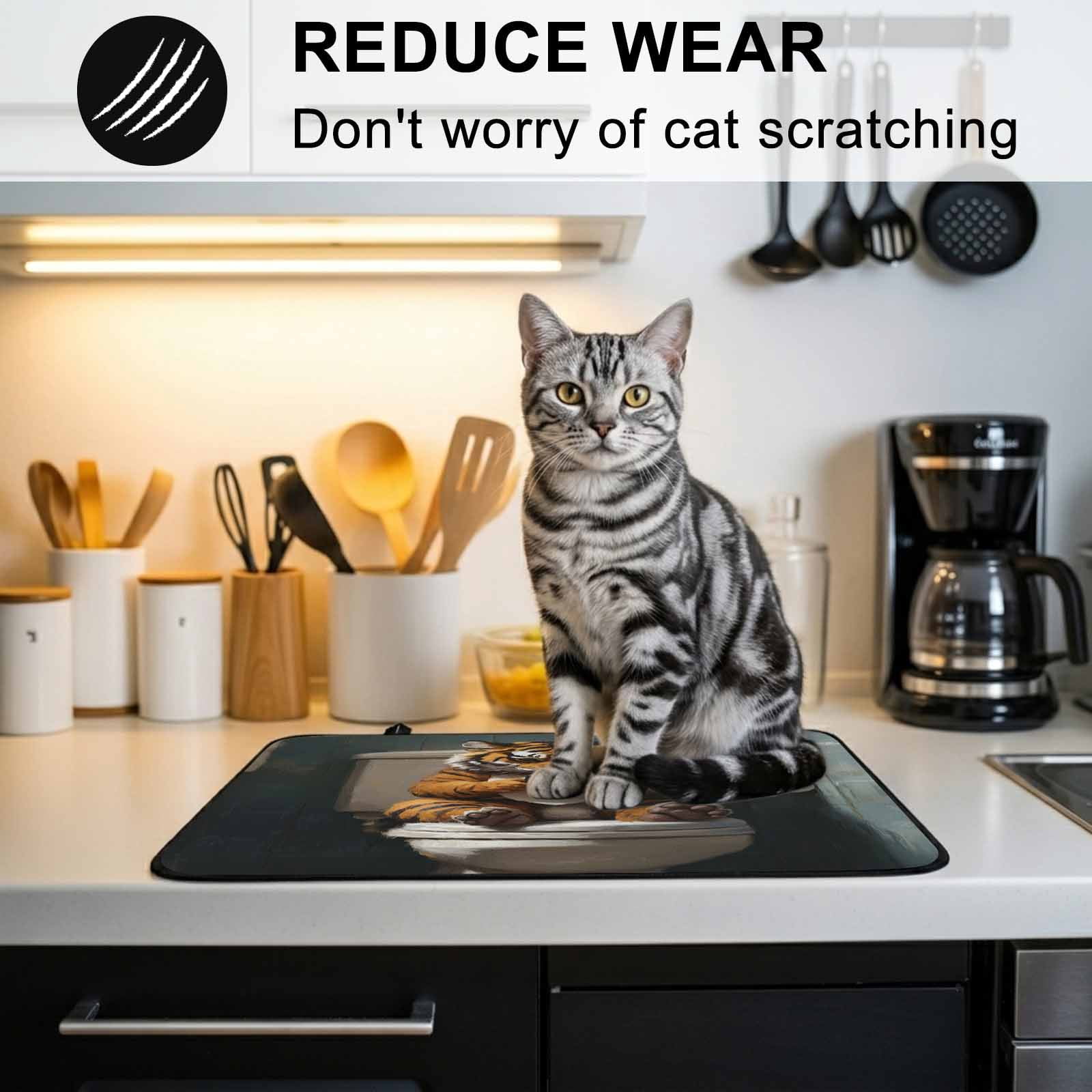 Bathroom Tiger Stove Top Cover for Electric Stove, Heat-proof & Non Slip Glass Top Stove Cover Protector, Toilet Animals Vintage Kitchen Flat Cooktop Rubber Mat 24x21 Inches