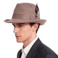 thumbnail image 2 of BadPiggies Elegant Fedora Hats for Men Women Short Brim Roll Up Cowboy Felt Hat with Feathers (Khaki), 2 of 8