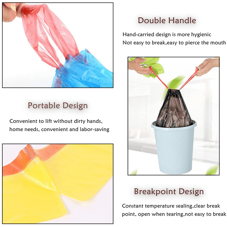 SEENDA Trash Bags ,4Gallon Trash bags Strong Rubbish Bags Wastebasket Liners  Bags for Kitchen Bathroom Office Car(225Counts,Random color) 
