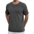 thumbnail image 2 of CFLVAEK Big and Tall Mens Tshirts Cotton Short Sleeve T Shirts Loose Fitted Crew Neck T Shirt Solid Color Classic Tees Gray S, 2 of 4
