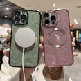 thumbnail image 3 of Compatible with iPhone 13 Pro Max Magnetic Case Glitter,Compatible with MagSafe,Camera Protector Luxury Plating Cute Bling Shiny Clear Case for Iphone13promax for Women Girls Cover (Green), 3 of 10