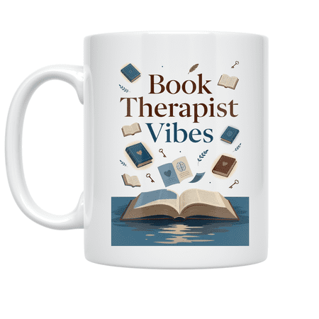 Book Therapist Vibes Reflective Design - Book Lover - 11 oz Ceramic Coffee Mug