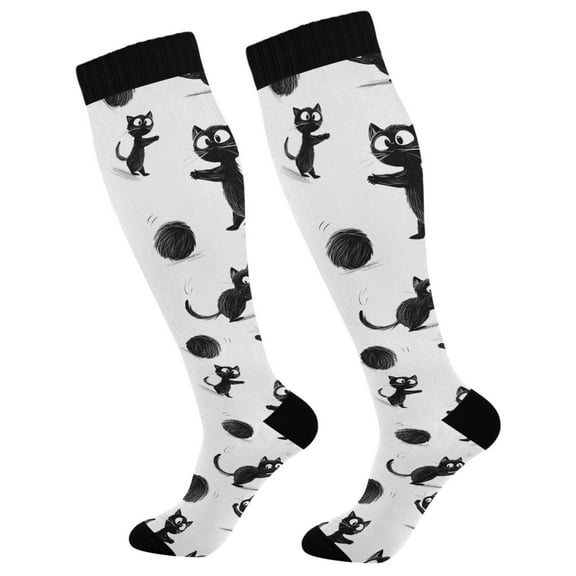 joogoo Cat Balls Socks Women Men Knee High Sock