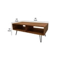thumbnail image 5 of 42 Inch Modern Cocktail Coffee Table with Open Compartments, Brown Wood Top, Saltoro Sherpi, 5 of 5