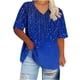 thumbnail image 2 of Camiseta de Base de Impresión de Manga Corta con Cuello en V para las Mujeres, Más Tamaño Estante de Imitación Casual Superior, 2 of 9