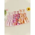 thumbnail image 2 of Newborn Baby Girl Romper Dress Cute Floral Print Spaghetti Strap Tie-Up Bodysuit Dress Infant Summer Sundress, 2 of 7