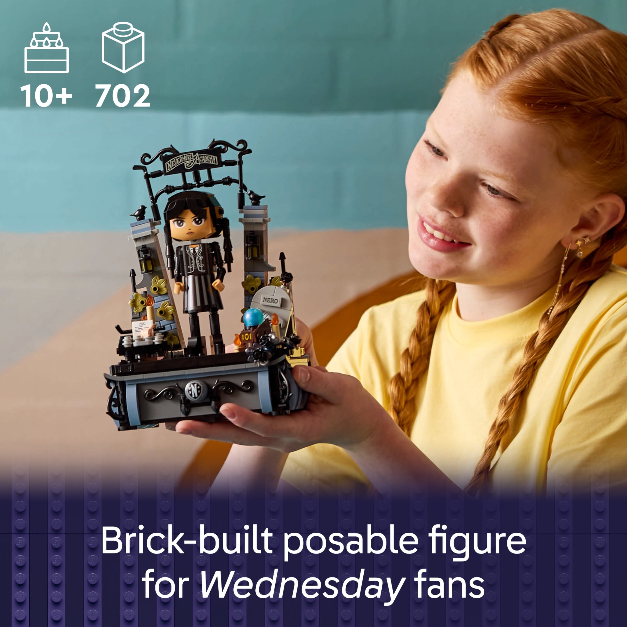 LEGO Wednesday Addams Figure - Building Toy for Kids, Girls & Boys, Ages 10+ - Collectible Wednesday Addams Doll with Display for Fans - Gift Idea for Birthday - 76780