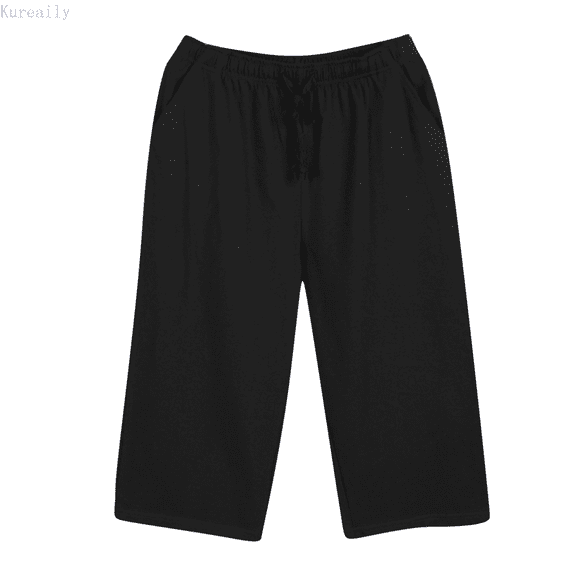 Kureaily Mens Capris Over The Knee Thin Outfit Living Pants Loose Pajamas Home Pants Summer Pajamas