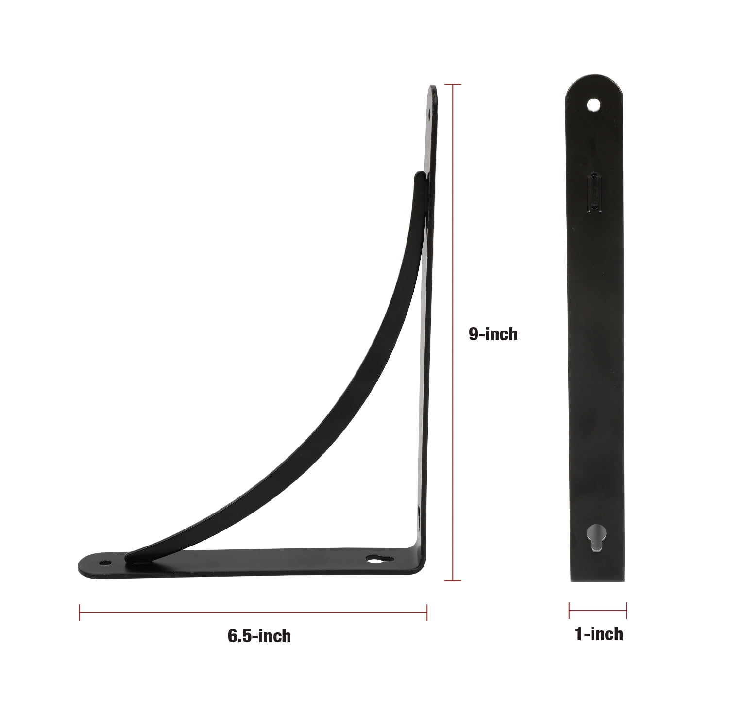 Hyper Tough 9" X 6.5" Curved Shelf Bracket, Black, 4-Pack