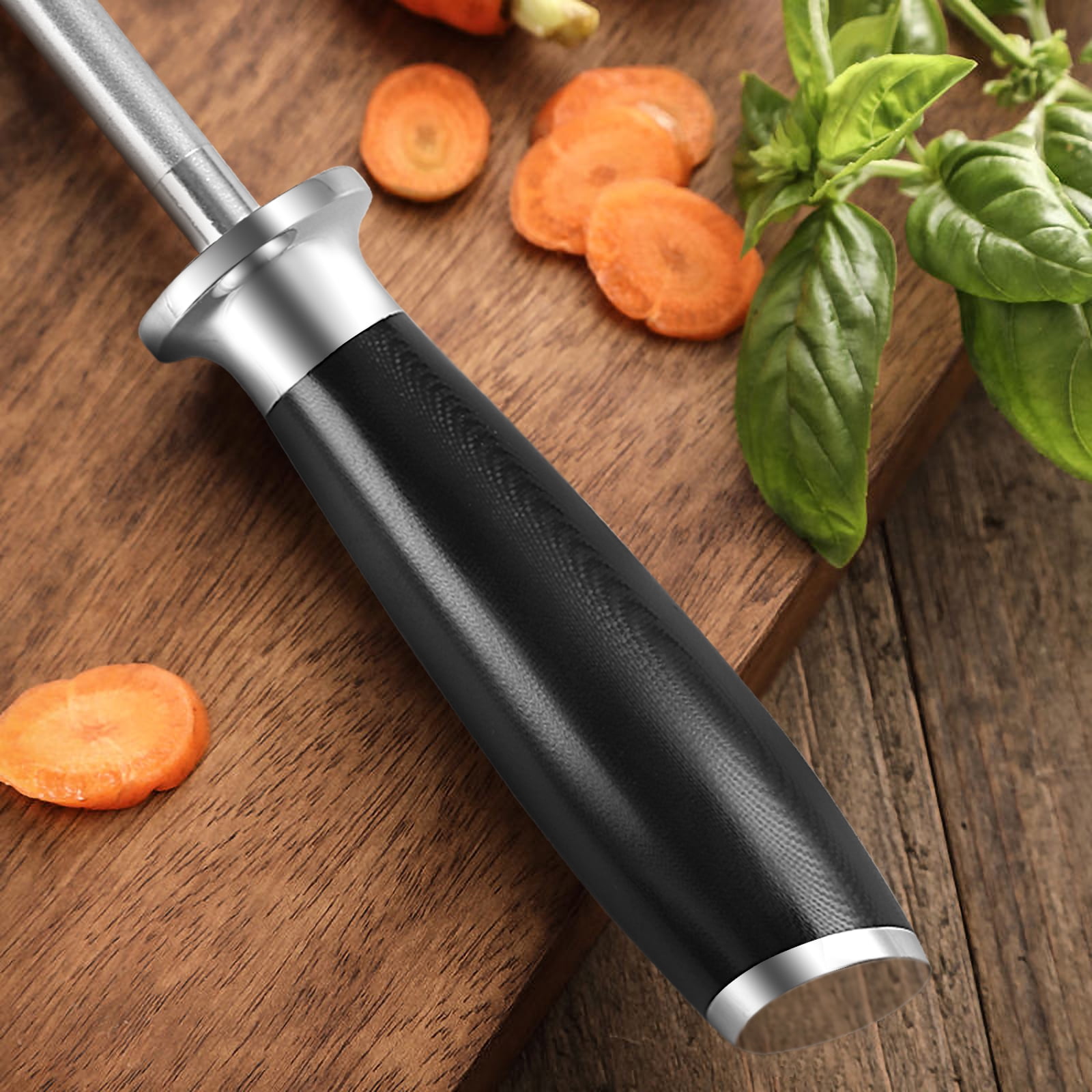 TURWHO 9inch Diamond Sharpener Rod Kitchen Chef Knife Sharpening Rod Stick Bar