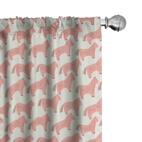 Ambesonne Animal Curtains, Horse Pattern, Pair of 28"x84", Coral and Cream