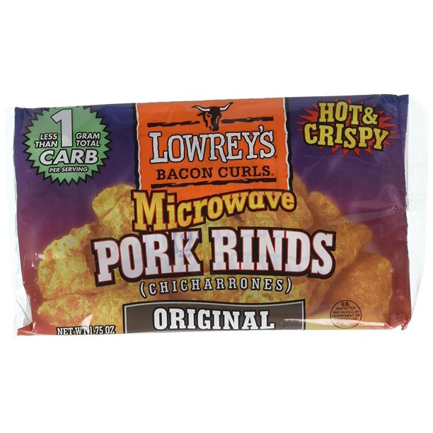 Lowreys Bacon Curls, microwave Pork Rinds Variety Combo, Original & Hot