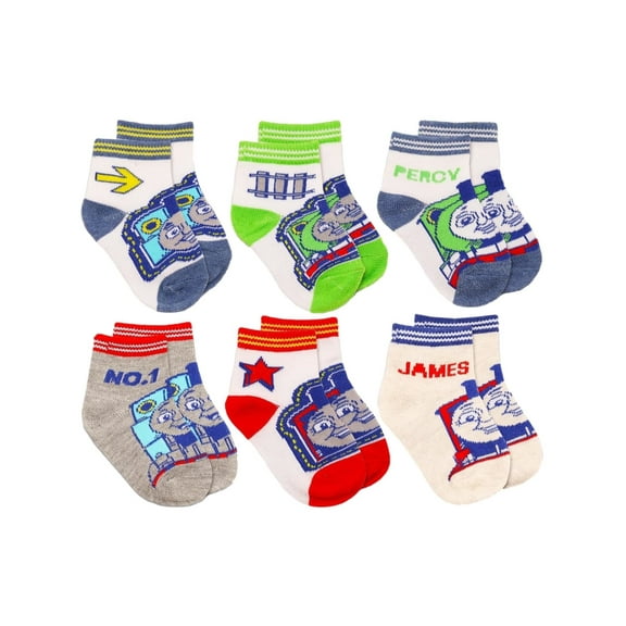 Thomas & Friends Toddler Boys' 6 Pack Socks (Shoe Sizes 4-7)