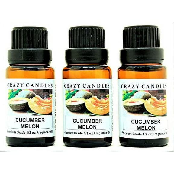 Crazy Candles Cucumber Melon 3 Bottles 1/2 FL Oz Each (15ml) Premium Grade Scented Fragrance Oil