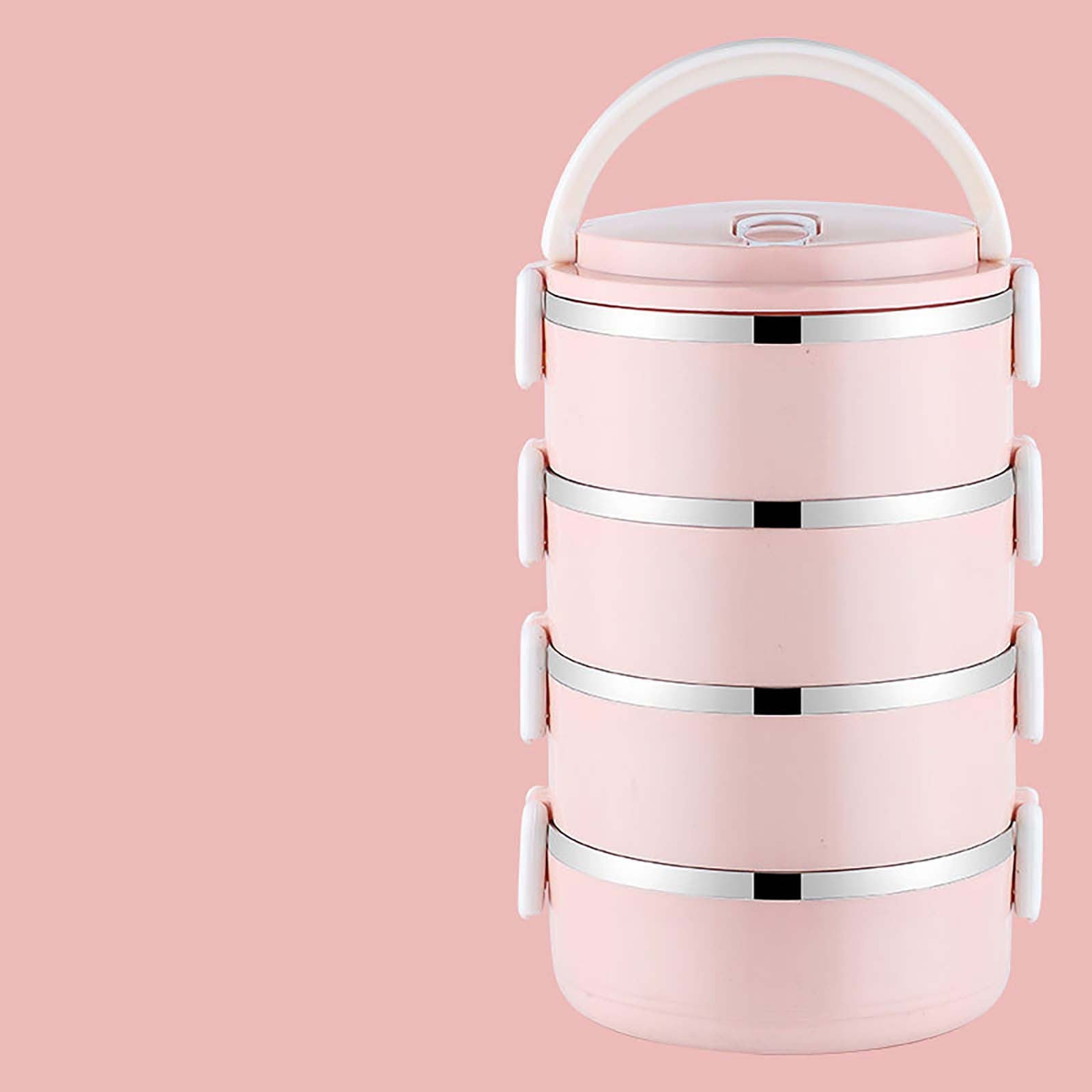 Thermal Lunch Box,4 Tier Stainless Steel Thermal Lunch Box For Adults Office Camping,Home Stackable Stainless Steel Thermal Compartment Lunch/Snack Box Compartment Lunch Container