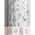 thumbnail image 7 of Gray Leaf Semi Sheer Curtains 108 Inch Length 2 Panels Set,Modern Botanical Foliage Plant Country Pastoral Sheer Kitchen Curtain Privacy Voile Window Curtain for Living Room Bedroom Rod Pocket Drapes, 7 of 7