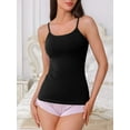 thumbnail image 5 of Charmo 3-packs Cotton Scoop Neck Tank Tops for Womens Adjustable Spaghetti Strap Undershirts Basic Camisole with Shelf Bra, 5 of 9