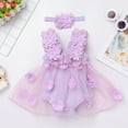 thumbnail image 5 of IBTOM CASTLE Newborn Baby Girl 1st Birthday Outfit Butterfly Lace Tulle Romper Dress with Headband Cake Smash Photo Shoot, 5 of 8