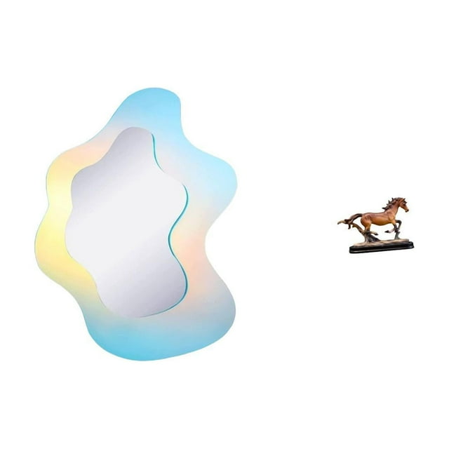 espejo acrílico ondulado,Espejo acrílico ondulado con estética irregular de arcoíris,Figura de caballo,Figura coleccionable de caballo en miniatura,Adorno de caballo de resina,estatua de