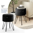 thumbnail image 5 of Hearth & Harbor Ottoman with Storage, Round Storage Ottoman, Vanity Stool and Foot Stool with Storage, Boucle Black, 5 of 8
