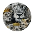 thumbnail image 4 of Acheng Lion Cubs Crowns Round Tablecloth with Elastic Edge 100% Polyester Fiber Washable for Home Kitchen Outdoor Decoration 42-46, 4 of 8