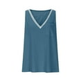 thumbnail image 4 of Tittly Tank Top for Women Flowy Tank Top Loose Tank Tops for Women Cotton Linen Tank Tops For Women Sleeveless Lace V Neck Tee Shirts Summer Blouses Tunic Top With Pocket Blue, 4 of 6