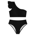 thumbnail image 3 of EGNMCR Bikini Set Women's Color High Waist One Shoulder Bikini Split Swimwear Set, 3 of 4