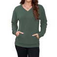 thumbnail image 2 of OutfitShow Womens Long Sleeve Sweatshirt Casual Fall V Neck Pullover Tops with Pockets,Sizes S-3XL, 2 of 8