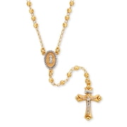 Brilliance Fine Jewelry 14K Gold Plated Sterling Silver Rosary Necklace with Yellow Disco Beads, 17-Inch Plus 1-Inch Extender