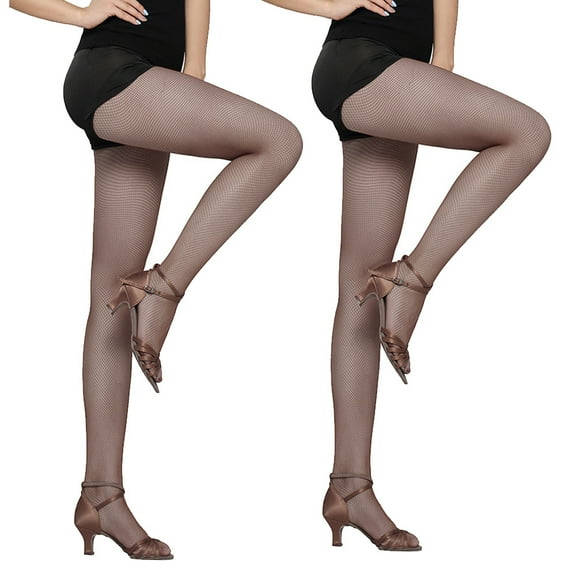 2Pair Women's Fishnet Tights Mesh Latin Socks Pantyhose Non-Slip Wear-Resistant Socks