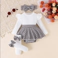 thumbnail image 2 of ibiyuan 18 Months Girl Clothes Fall Outfits Infant Fall 2 Piece Outfit, Ribbed Long Sleeve Bodysuit Houndstooth Hem Jumpsuit Skirt Back To School Outfits For Girls, 2 of 4