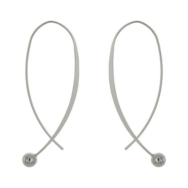 Time and Tru Silvertone Pull-Through Loop Hoop Earrings