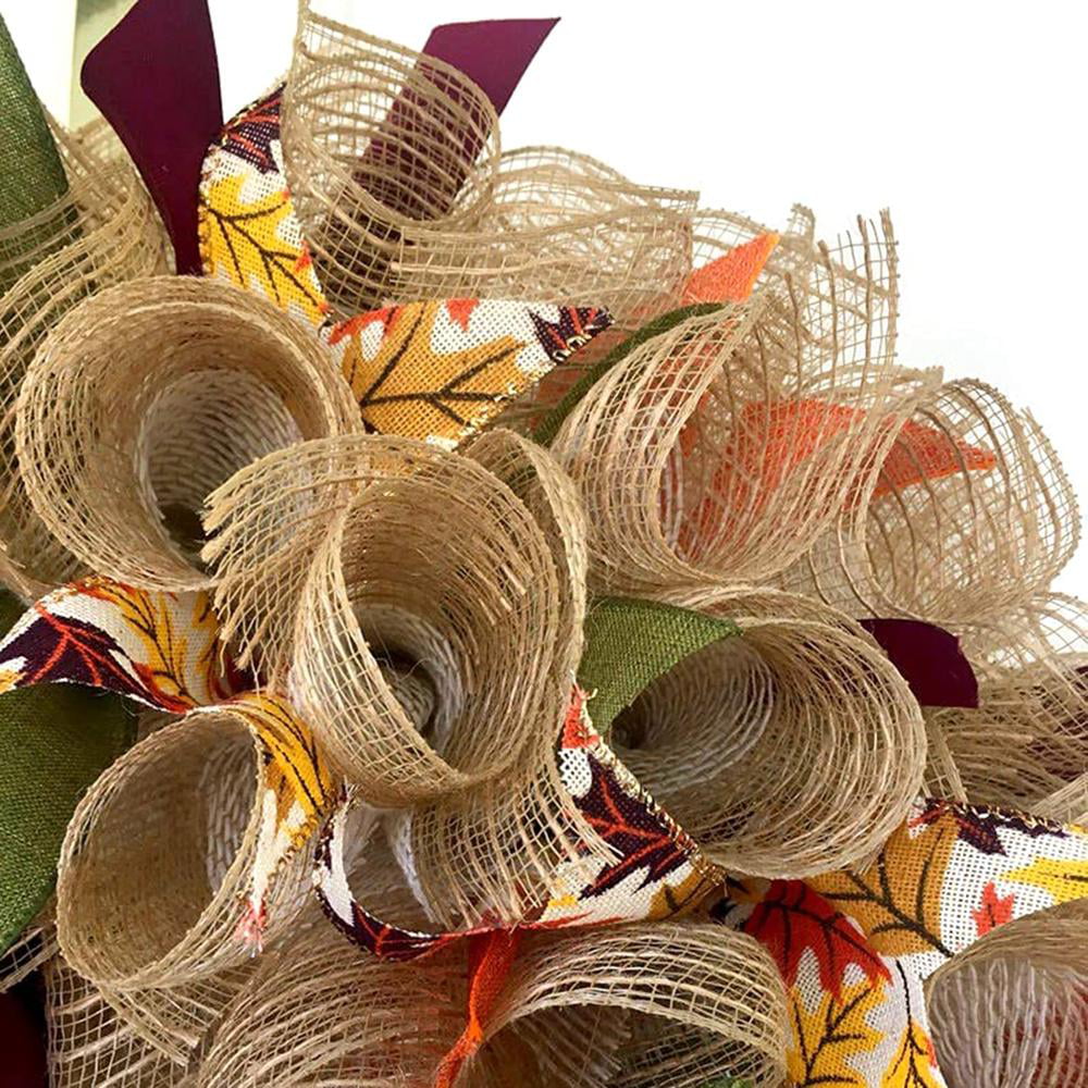tyoungg 4 Rolls Poly Burlap Deco Mesh 10 Inches Kit for DIY Front Door Sunflower Wreath Zip Ties Chenille Stems Included (Yellow-Green-Burlap)