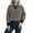 Brown, variant on Women's Denim Collar Sweater Contrast Striped Long Sleeve V-Neck Pullover (Black, L)